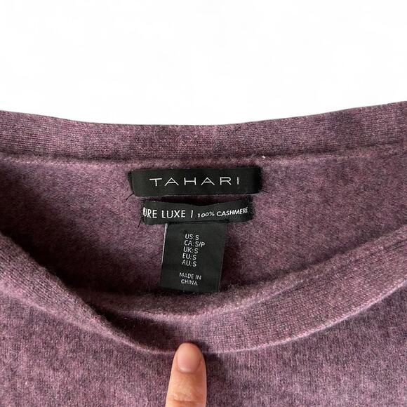 Tahari purple/ lavender 100% cashmere boatneck sweater size M - Picture 3 of 7